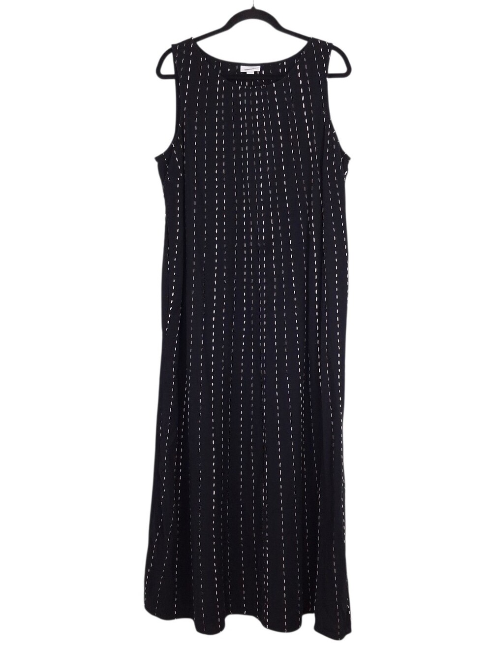 J. Jill maxi shift dress embroidered cotton boho pockets artsy beach coastal